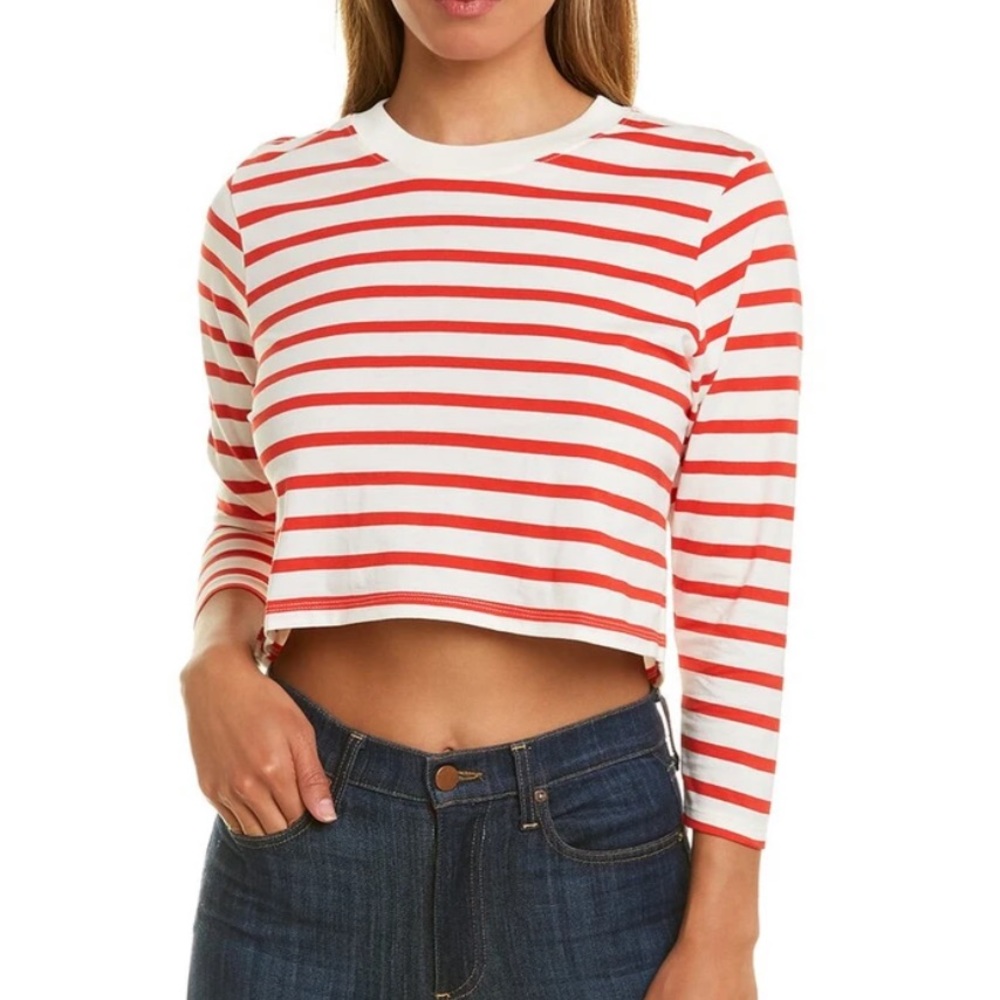 X Karla Pink Striped Crop Tee